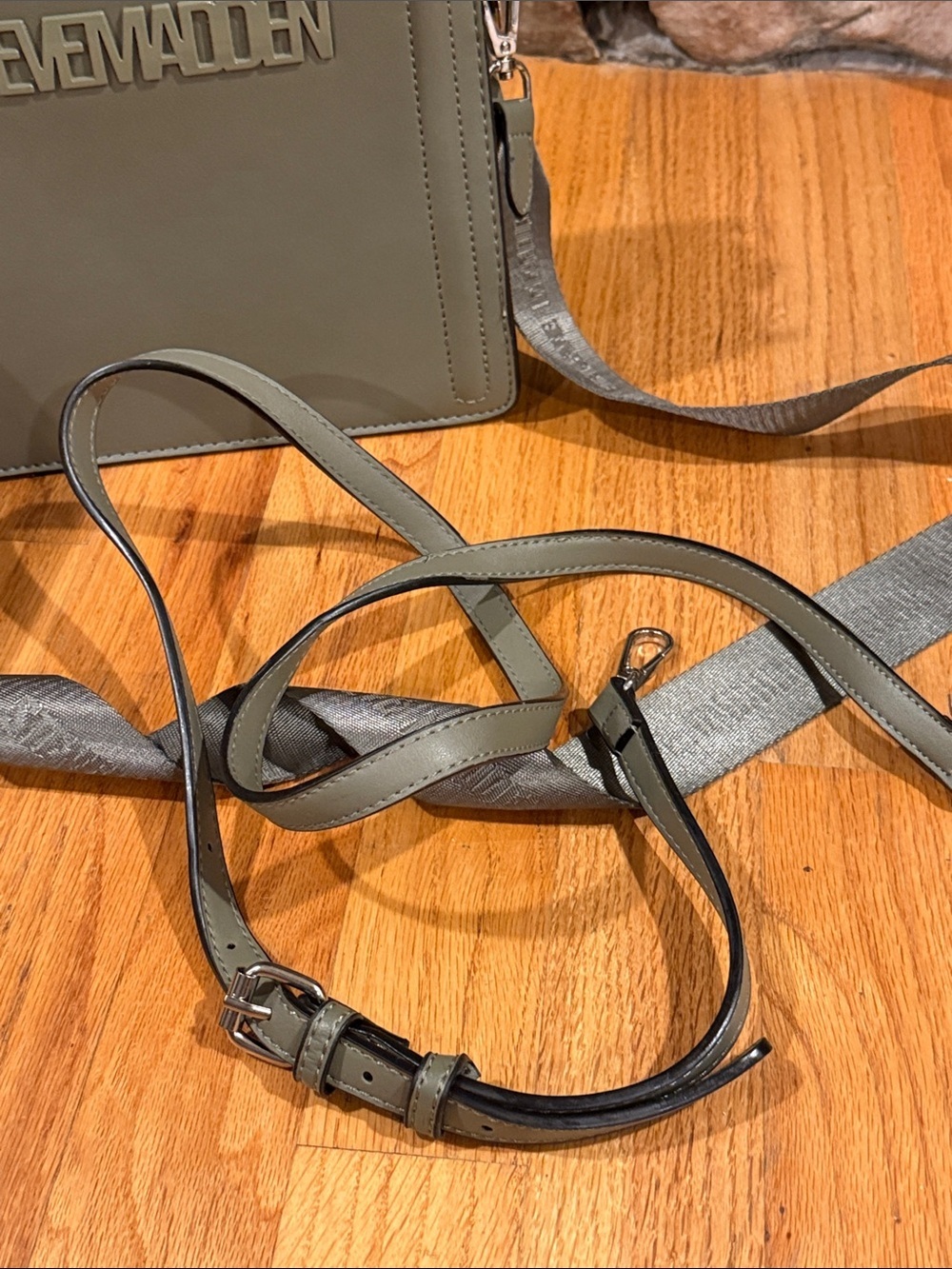 Steve Madden Olive Green Crossbody Messenger with Detachable Strap - Picture 9 of 10